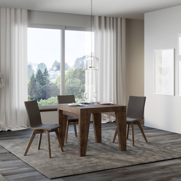 NAXY walnut 90x90 table extendable to 246 cm