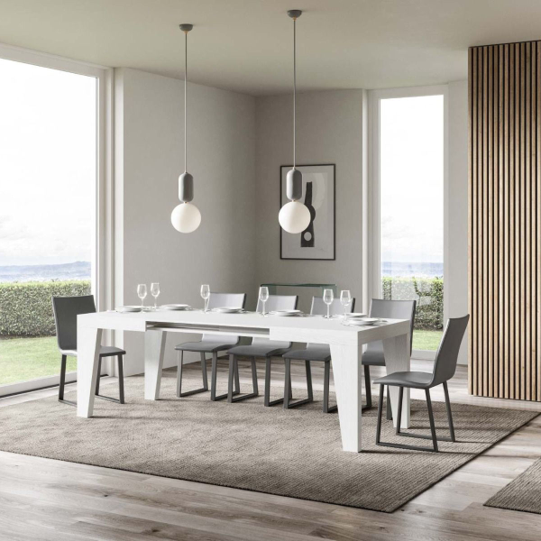 Table en frêne blanc NAXY 90x130 extensible à 234 cm