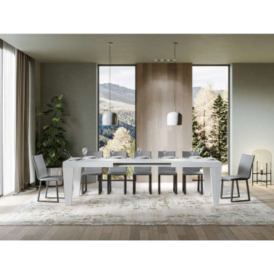 Ausziehbarer Tisch bis 264 cm SPIMBO 90X160 Esche weiß