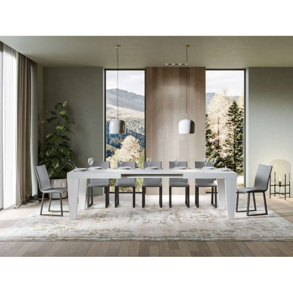 Ausziehbarer Tisch bis 264 cm SPIMBO 90X160 Esche weiß