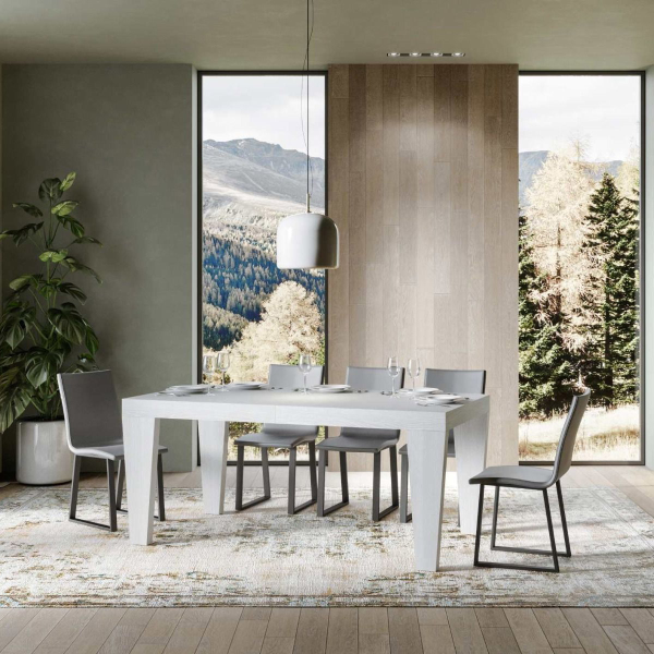 Ausziehbarer Tisch bis 264 cm SPIMBO 90X160 Esche weiß