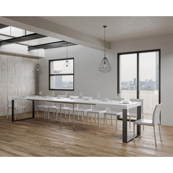 Tavolo TECNO 90X130 Bianco Frassino allungabile a 390 cm 