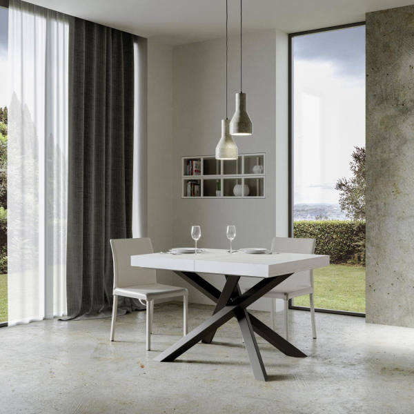 Table 90X130 extendable to 390 cm VOLANTIS white ash