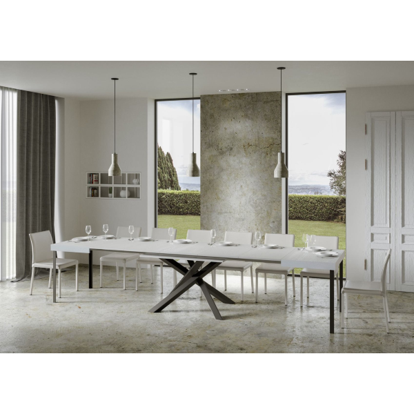 Table 90X130 extendable to 390 cm VOLANTIS white ash