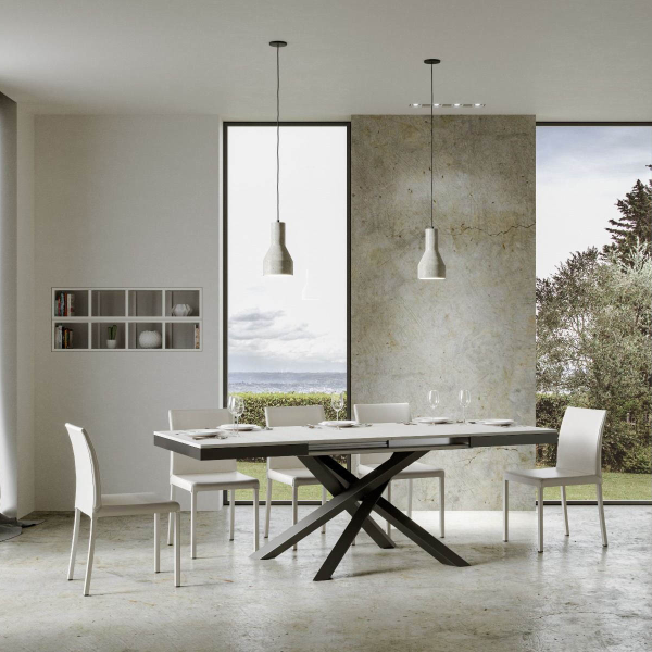 Table 90x120 VOLANTIS EVOLUTION white ash extendable to 224 cm