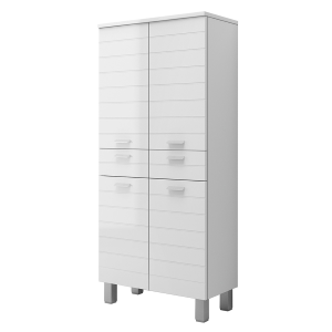 RIGO Badezimmersäule mit Türen und Schubladen 69x34 Glossy White