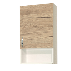 Suspended wall unit with open compartment and 43x22 Natural Oak door