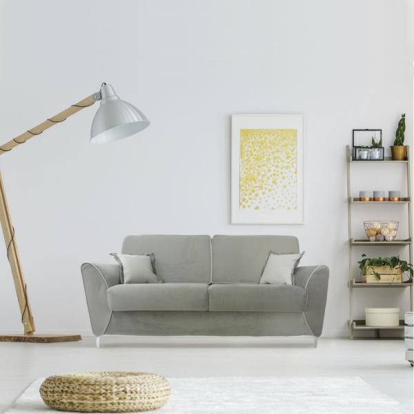 Divano 2 posti in tessuto sfoderabile imbottito JABEL 158 cm color Cemento