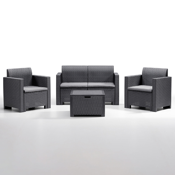 Sofá de jardín en polyrattan antracita