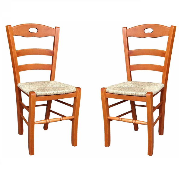 Set 2 sedie da cucina LAURA in legno massello con seduta in legno 