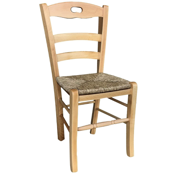Küchenstuhl mit natürlichem LOIRE-Strohsitz SET 2-TLG