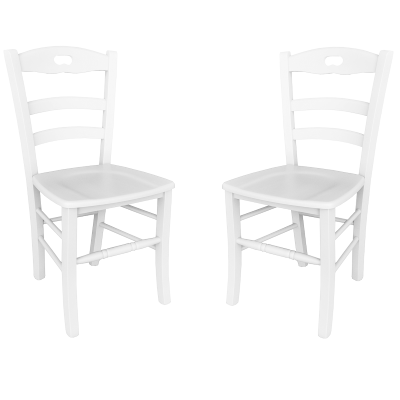 Chaise de cuisine avec assise en bois LOIRE Laqué Blanc SET 2 PCS