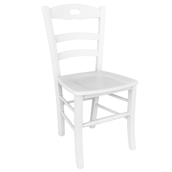 Chaise de cuisine avec assise en bois LOIRE Laqué Blanc SET 2 PCS