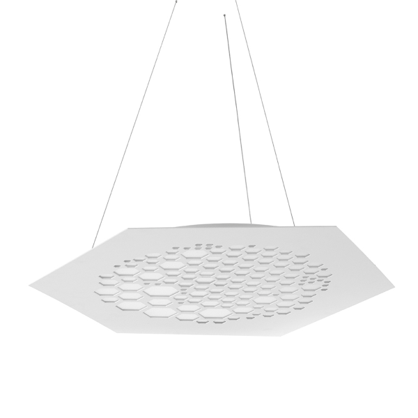 Lampada a sospensione esagonale LED 46W 3000K metallo bianco opaco ALVEARE 68 cm