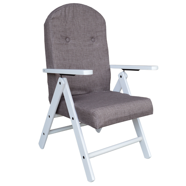 Poltrona reclinabile legno Laccato Bianco e tessuto Grigio AMALFI  