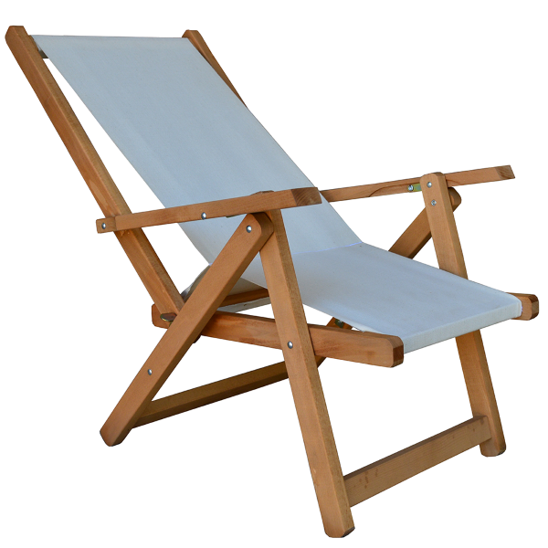 008551 - Silla de playa plegable para niños en lona blanca de madera 