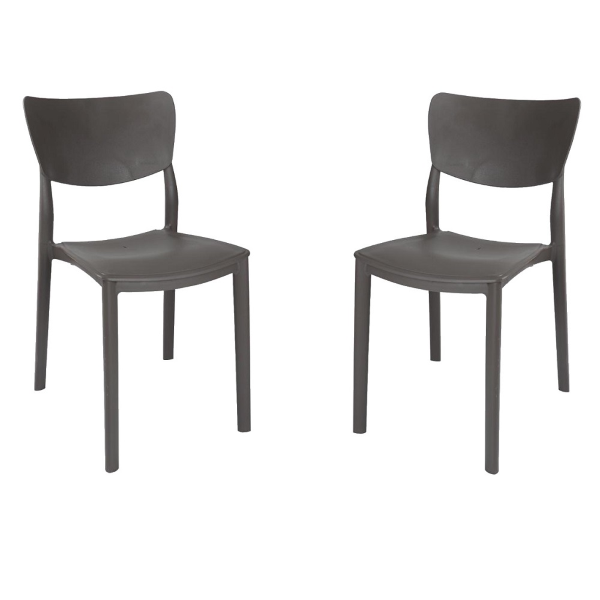 Chaise empilable pour l'intérieur et l'extérieur LIBRA Anthracite 2 chaises