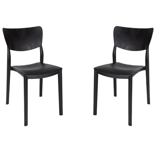 Stackable chair for indoors and outdoors LIBRA Black 2 chairs