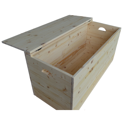 Cassapanca pouf contenitore in legno massello NATURALE cm 98