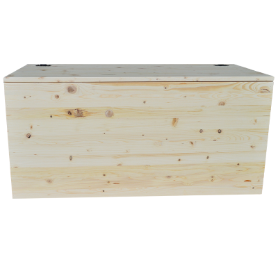 Cassapanca pouf contenitore in legno massello NATURALE cm 98