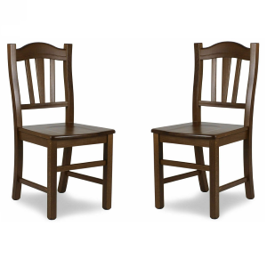 Solid wood chair with walnut seat SILVANA set of 2