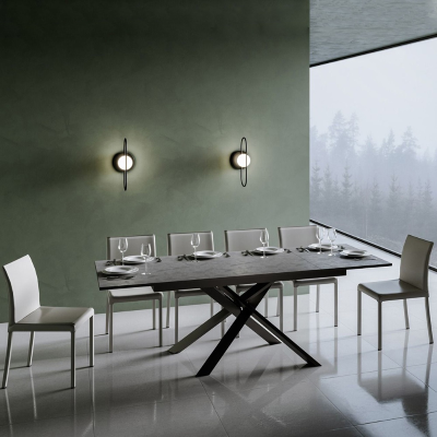 Mesa extensible hasta 220 cms Ganty 160 con borde antracita con tapa espatulada Antracita