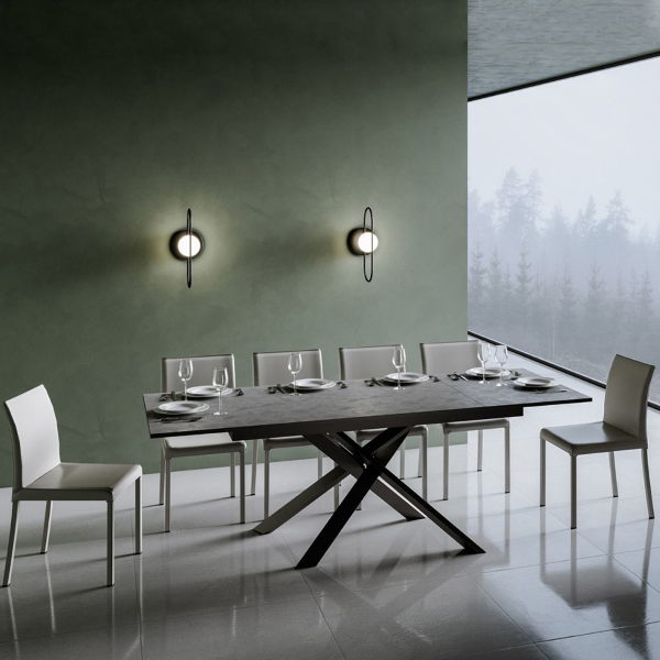 Mesa extensible hasta 220 cms Ganty 160 con borde antracita con tapa espatulada Antracita