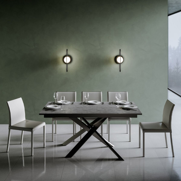 Mesa extensible hasta 220 cms Ganty 160 con borde antracita con tapa espatulada Antracita