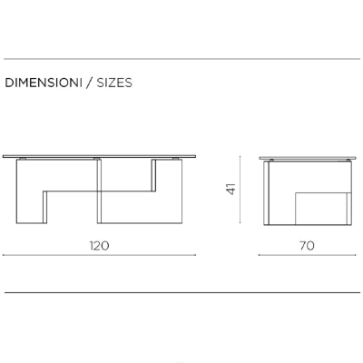 Couchtisch mit Glasplatte, CASTORE-Betonsockel