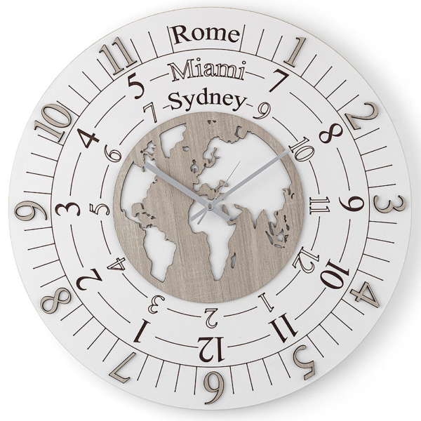 Orologio rotondo moderno TIME ZONE in legno laminato D30cm BRC