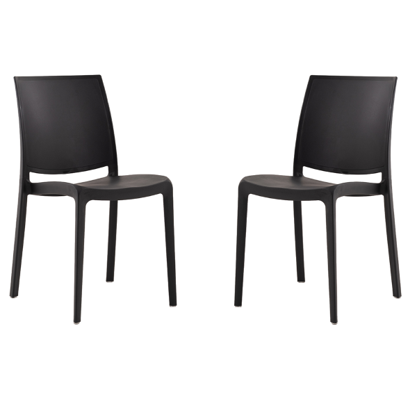 Sedia da giardino o cucina in polipropilene impilabile - Set 2 FEBE Antracite 