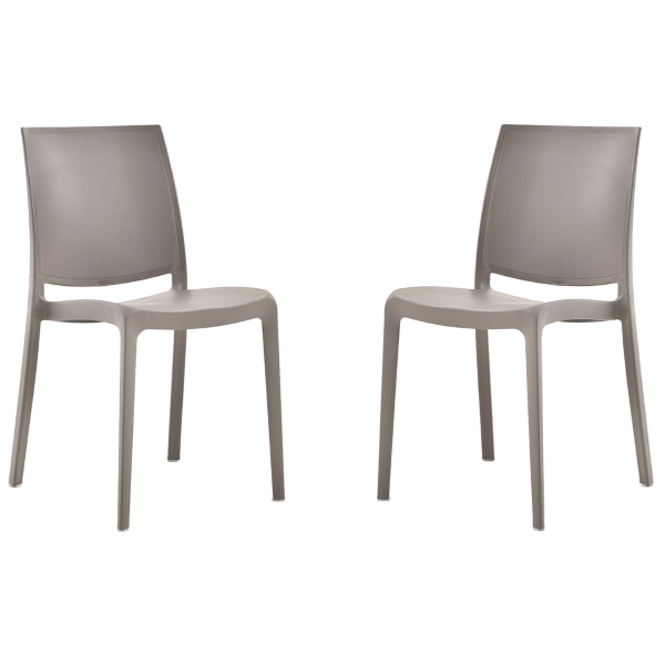 Garten- oder Küchenstuhl aus Polypropylen stapelbar - Set 2 FEBE taubengrau