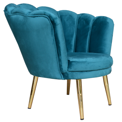 Poltrona sedia in velluto schienale a conchiglia e gambe in metallo TALIA TOPAZIO