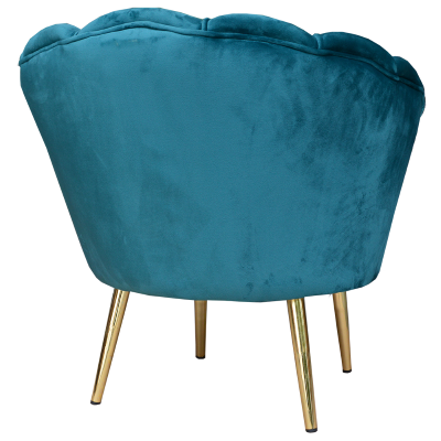 Poltrona sedia in velluto schienale a conchiglia e gambe in metallo TALIA TOPAZIO