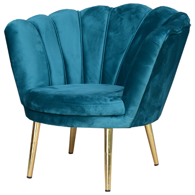 Poltrona sedia in velluto schienale a conchiglia e gambe in metallo TALIA TOPAZIO