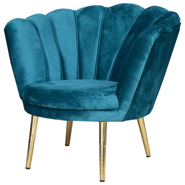 Poltrona sedia in velluto schienale a conchiglia e gambe in metallo TALIA TOPAZIO