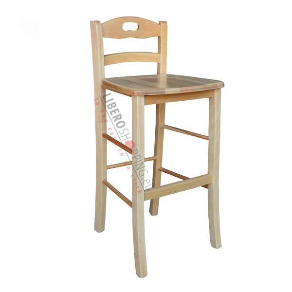 SNACK Hocker mit Rückenlehne und Sitzfläche aus Massivholz natur h67