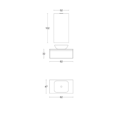 Suspended bathroom cabinet 82 cm tobacco with sink and mirror - LUNA3