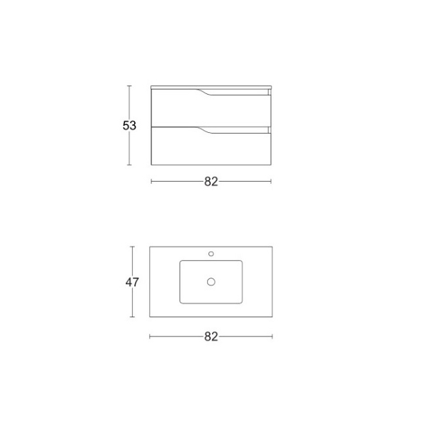 Basic bathroom cabinet with washbasin 82 cm GRACE2 Oak/White