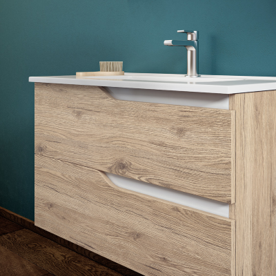 Basic bathroom cabinet with washbasin 82 cm GRACE2 Oak/White