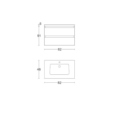 Unterschrank für Hängeelement 2 Schubladen 82 cm mit Waschbecken GRACE4 Blech oxidiert/Weiß glänzend