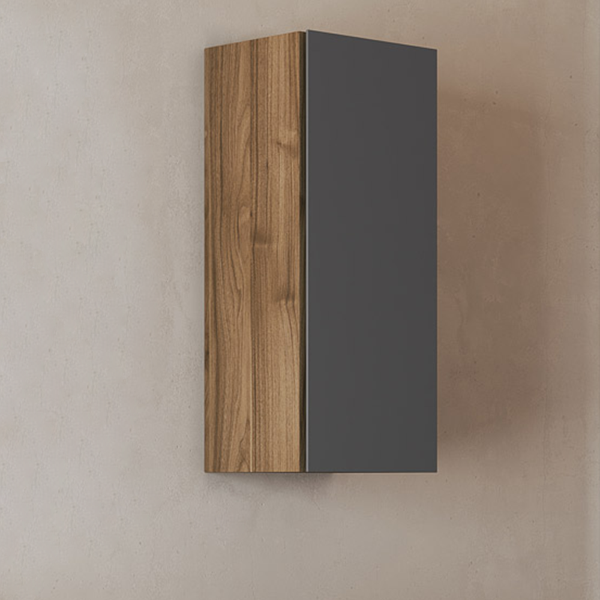 Reversible suspended wall unit 30x22xH71 1 door GRACE4 Matt Walnut/Graphite