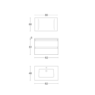 Olmo Caffè suspended bathroom cabinet 82 cm with sink and LED mirror - GRACE4