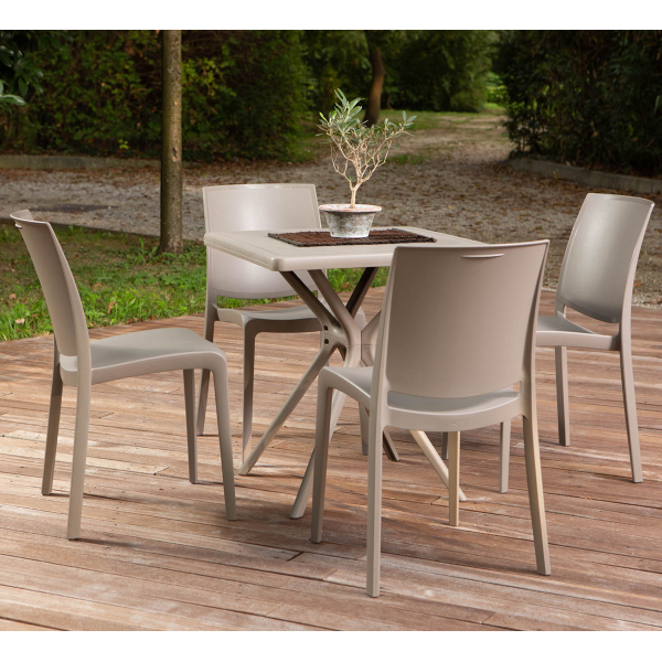 Garten- oder Küchenstuhl aus Polypropylen stapelbar - Set 2 FEBE taubengrau