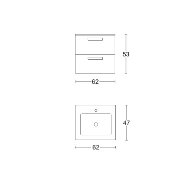 62 cm wall-hung base unit with 2 drawers and concrete ANGELA1 washbasin