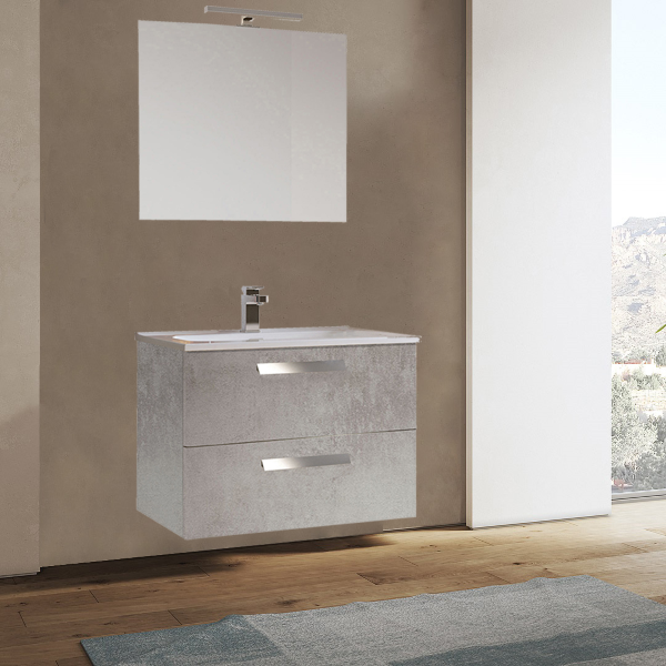 Suspended bathroom cabinet 82 cm base 2 drawers with washbasin ANGELA1 Cement