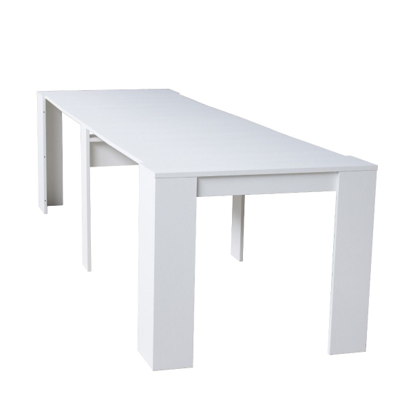Tavolo Consolle Allungabile VENUS allungabile fino a 296 cm BIANCO FRASSINO allunghe interne
