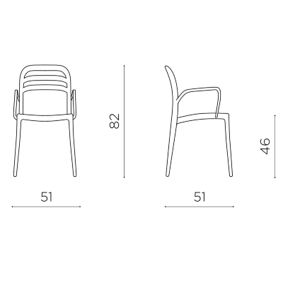 Stapelbarer Innen- und Außenstuhl mit Armlehnen - MEG Schwarz 2 Stück
