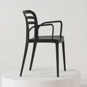 Stapelbarer Innen- und Außenstuhl mit Armlehnen - MEG Schwarz 2 Stück