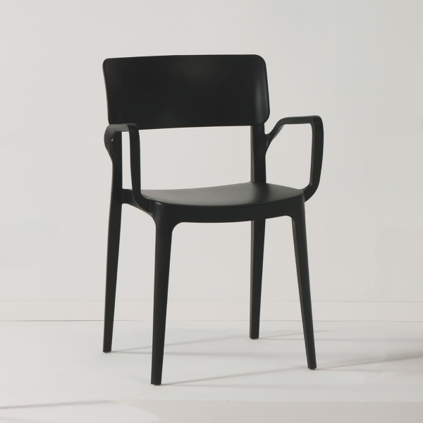 Silla de jardín apilable con reposabrazos - PAOLA Negro 1 pieza